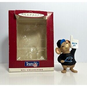 1996 Hallmark NFL Carolina Panthers Mouse Ornament w/ Box Keepsake